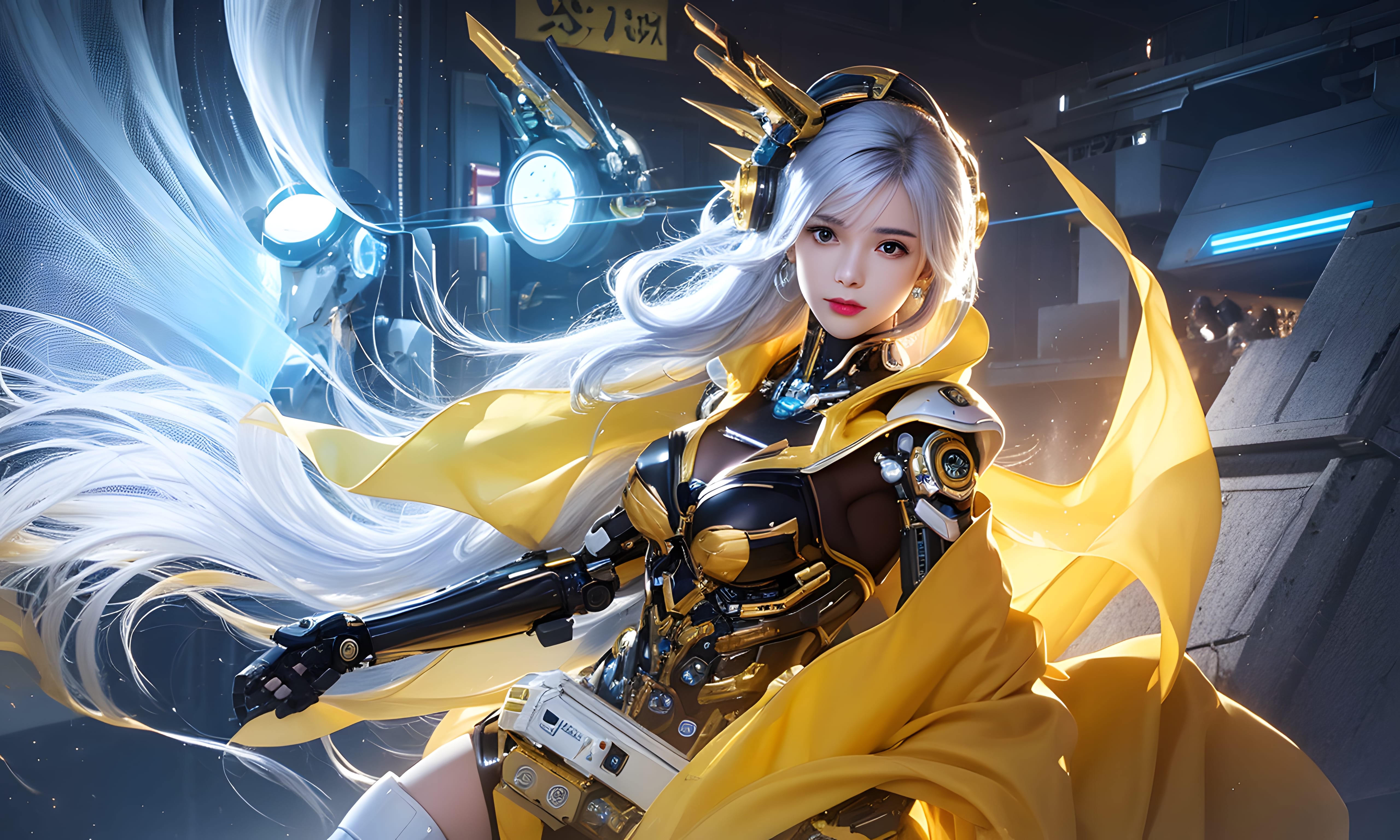 Mecha Girl 4k167p AI Mecha Girl Painting Wallpaper High quality Cyberpunk women (61)