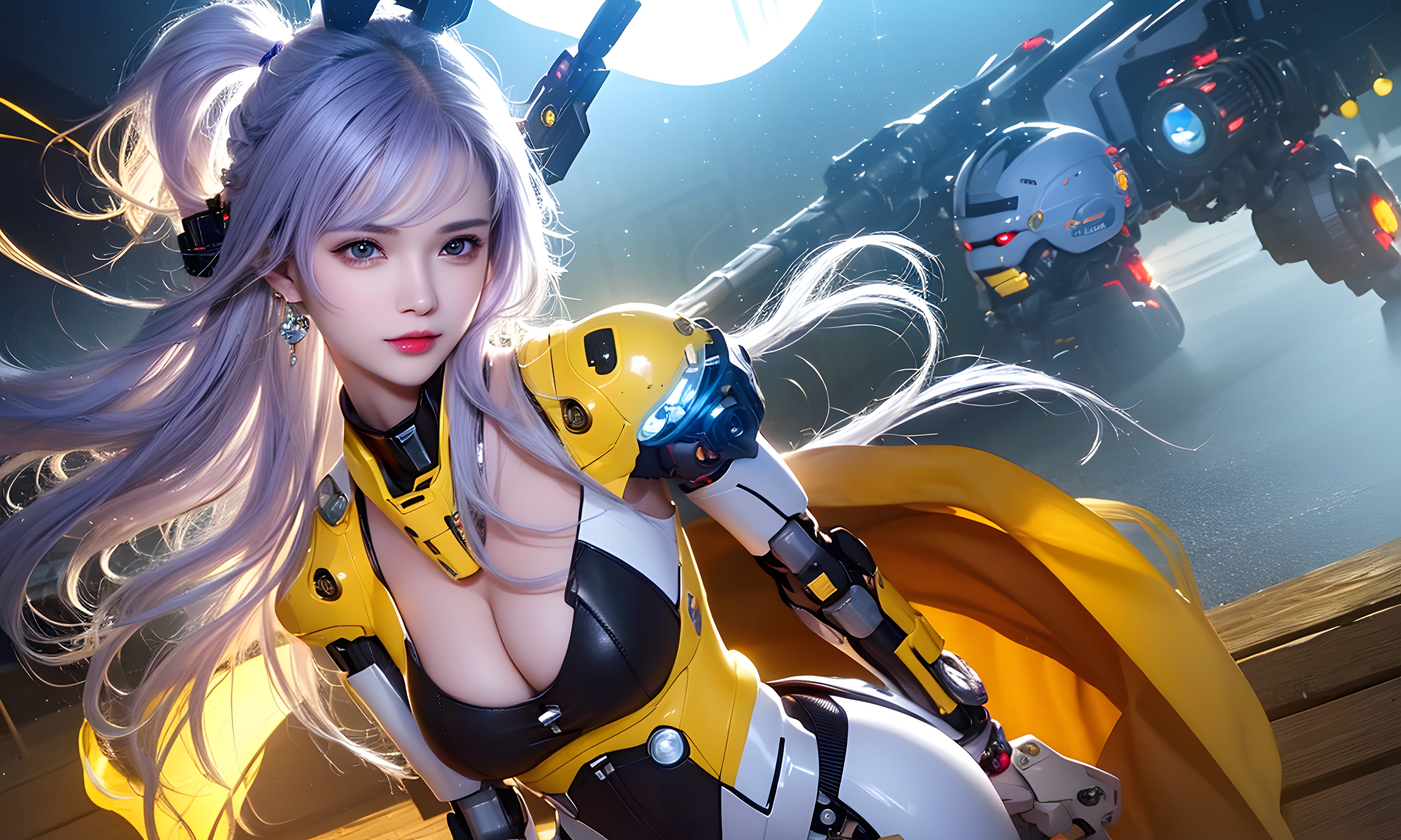 Mecha Girl 4k167p AI Mecha Girl Painting Wallpaper High quality Cyberpunk women (70)