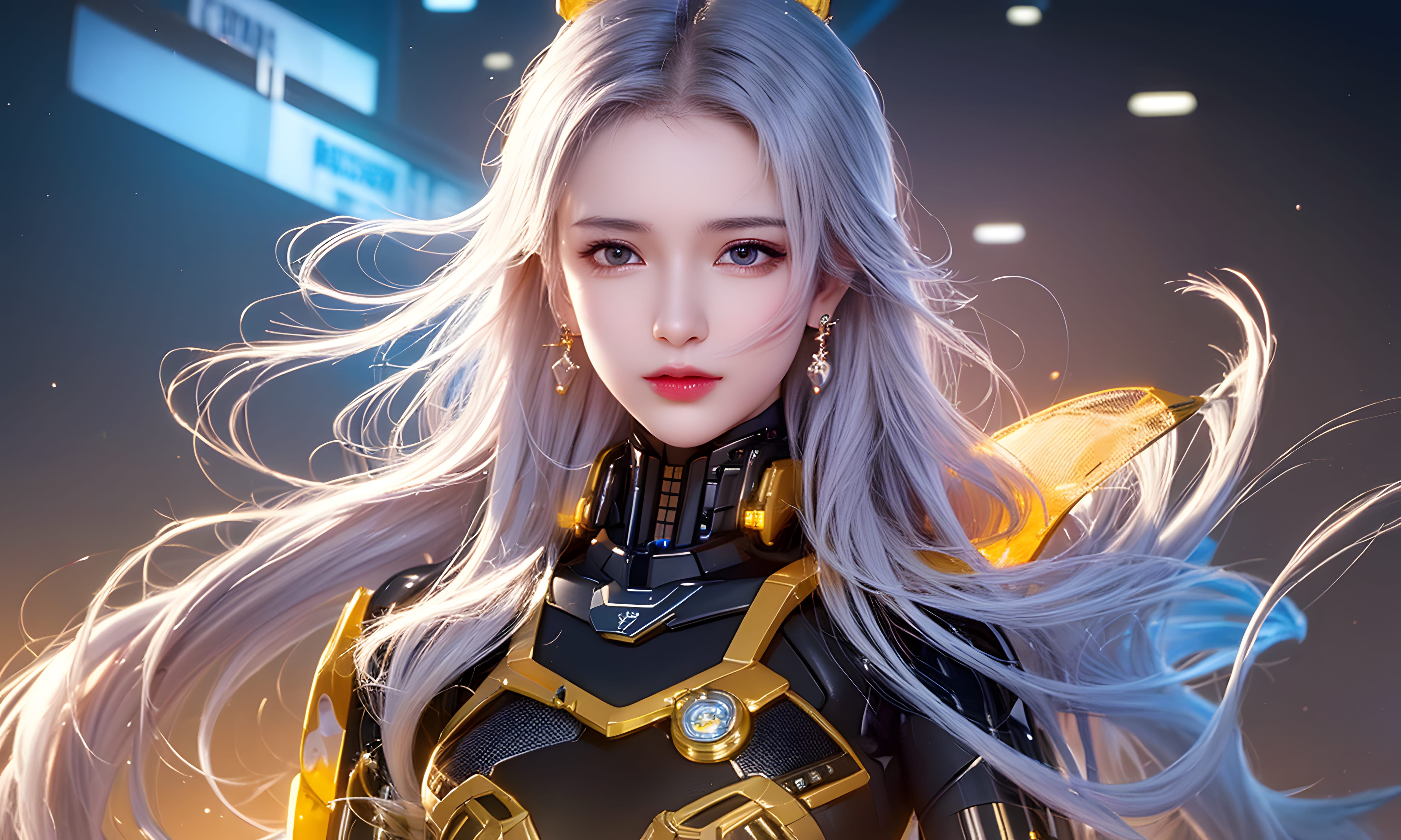 Mecha Girl 4k167p AI Mecha Girl Painting Wallpaper High quality Cyberpunk women (68)