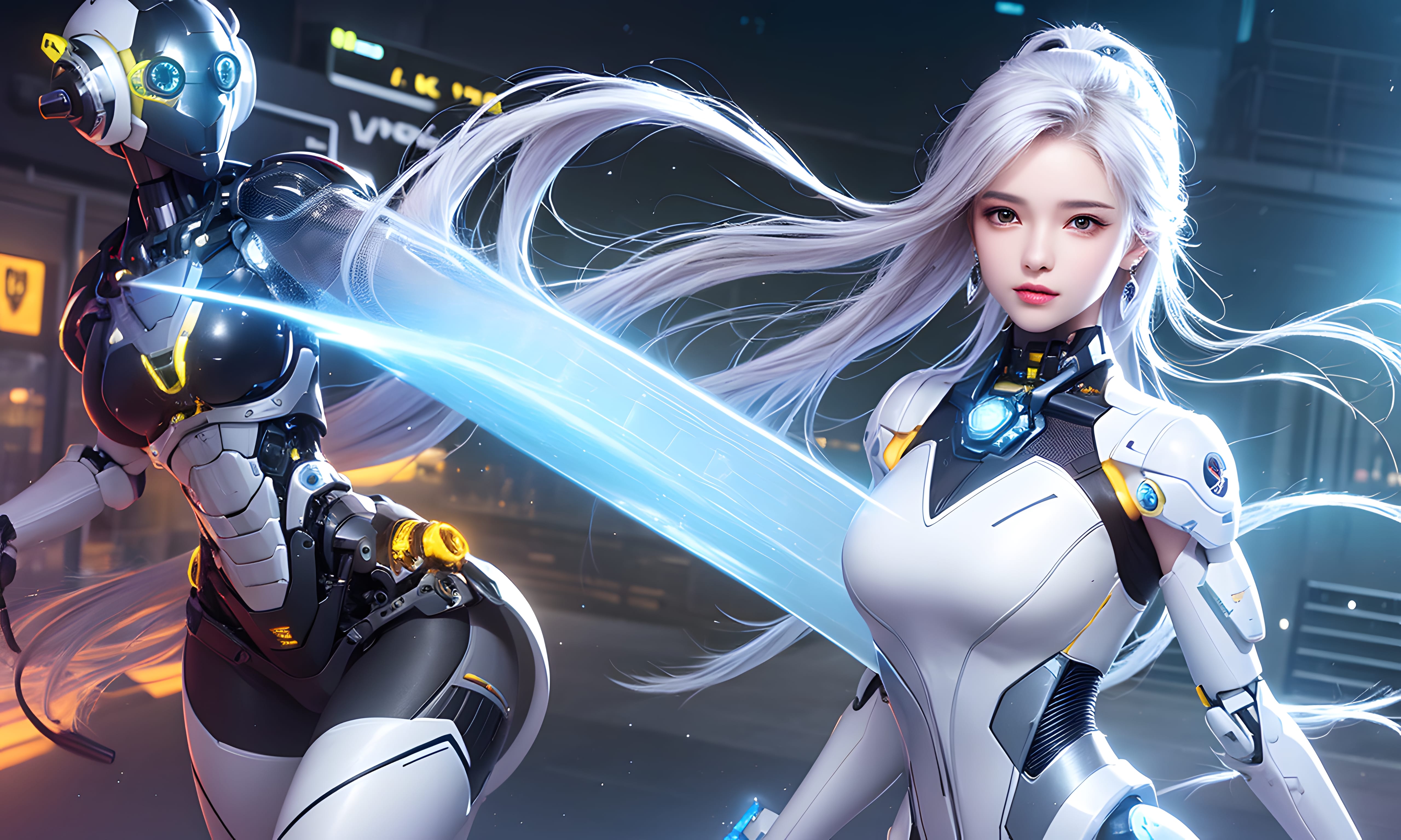 Mecha Girl 4k167p AI Mecha Girl Painting Wallpaper High quality Cyberpunk women (67)